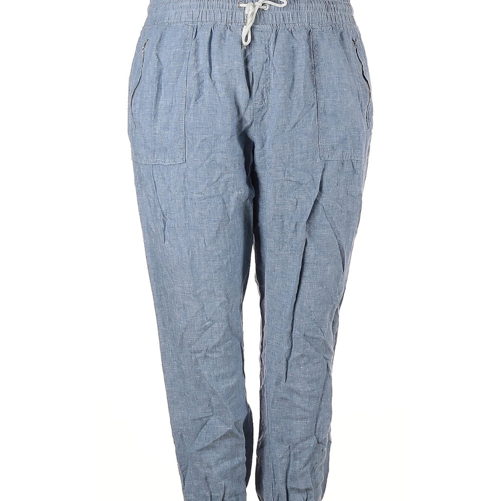 Blue Drawstring Jogger Linen Pants